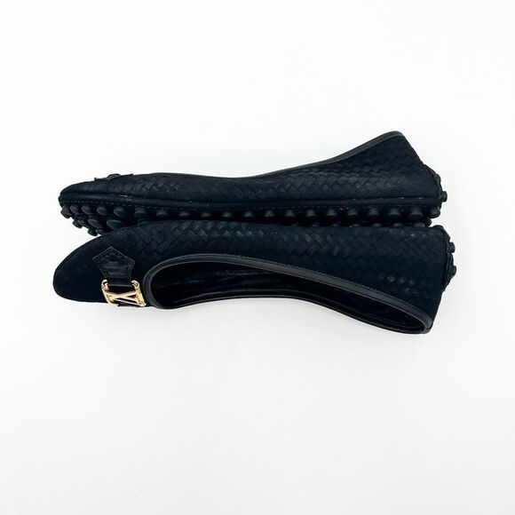 Louis Vuitton Black Leather Monogram Flats LV Size 39, 9 - Picture 8 of 13